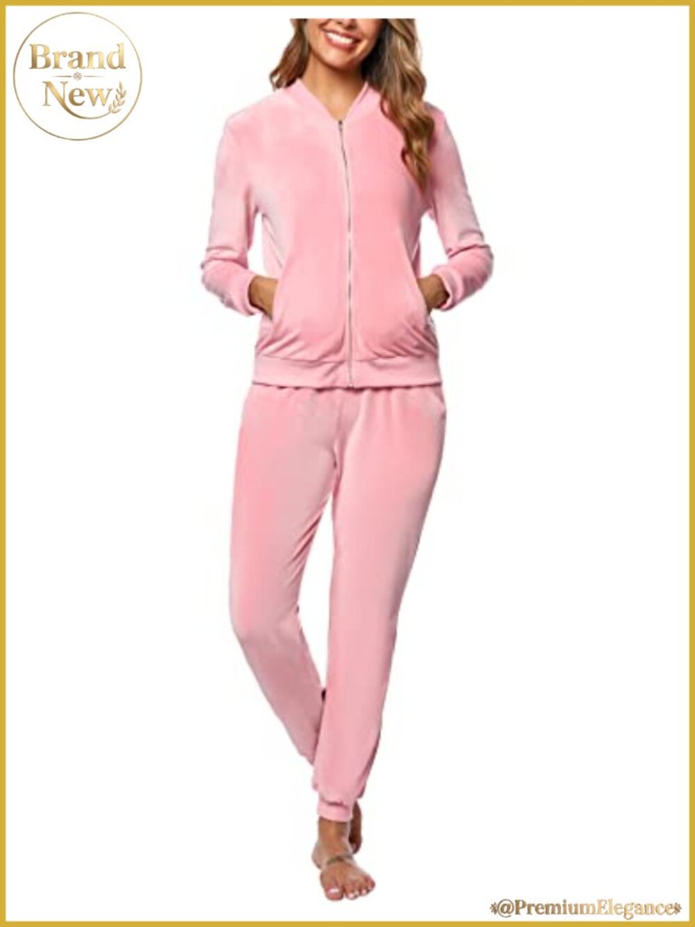Velour Tracksuit Set Zip Up Jacket Drawstring Sweatpants Womens Sweatsuit